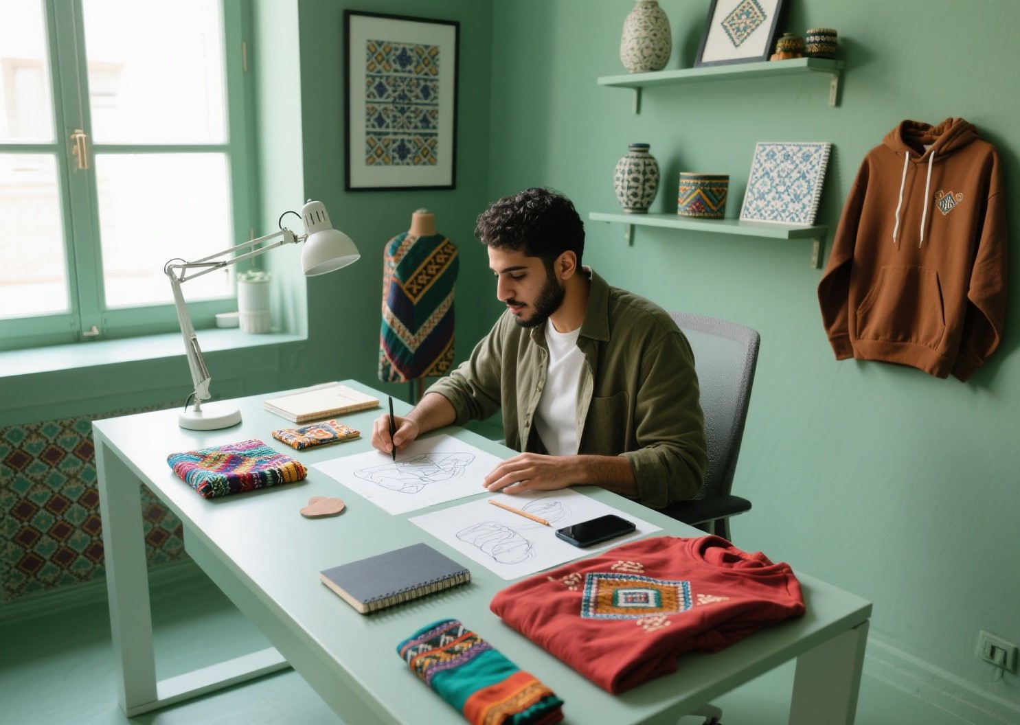 dreamina-2025-08-25-7287-A modern, creative Moroccan workspace, e...